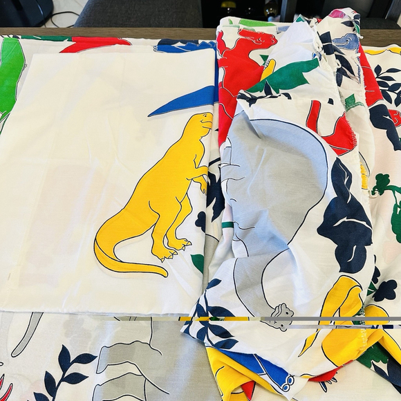 Vintage 1980s 1990s Dinosaur TWiN SHEET SET Primary Colors Springs Industries - Picture 7 of 10